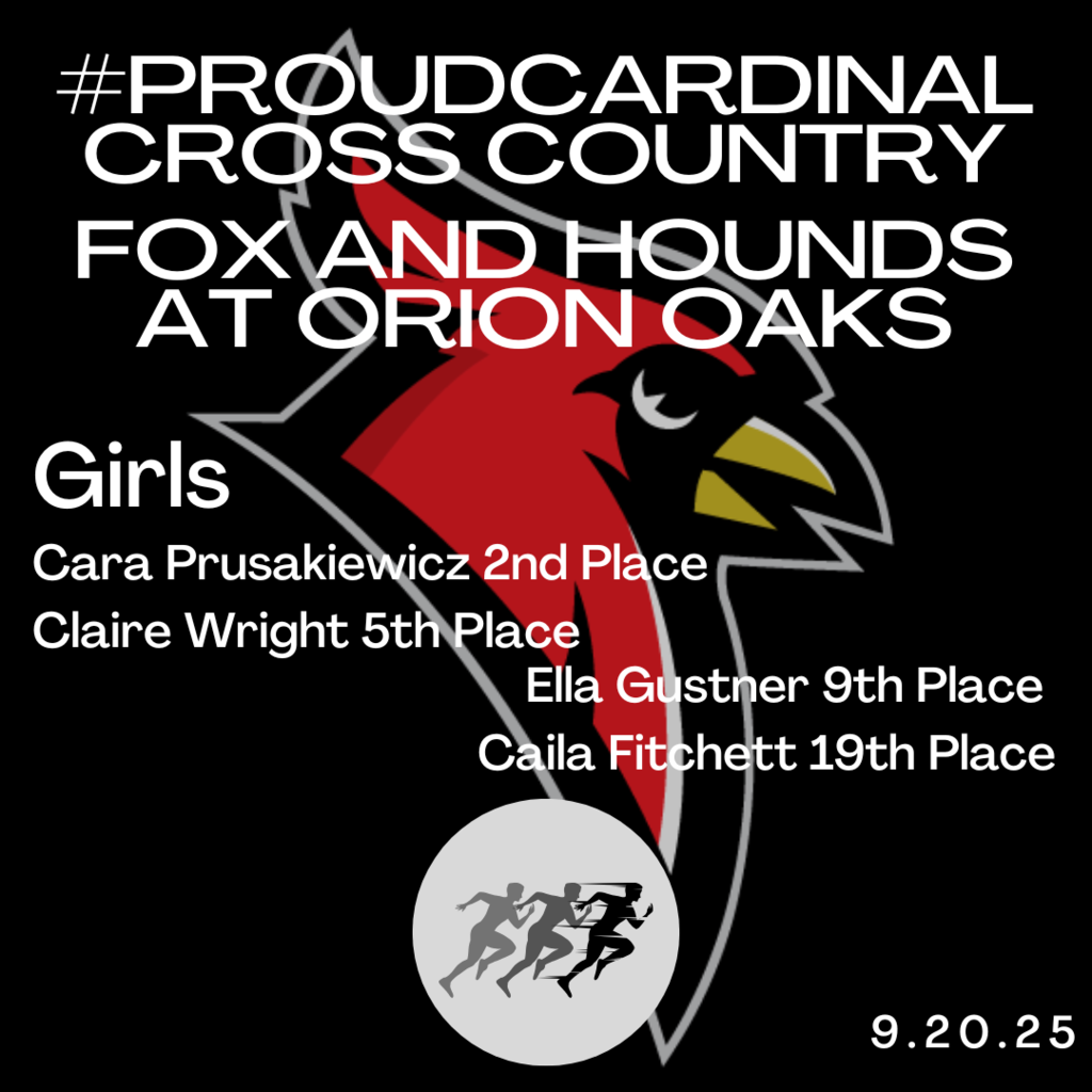 cardinal logo; outline of runners