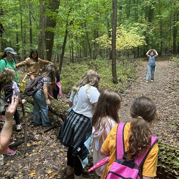 At Camp Skyline today, 4th graders also observed plants and animals in an unstructured setting, hiking through the woods to the highest point in Lapeer County!