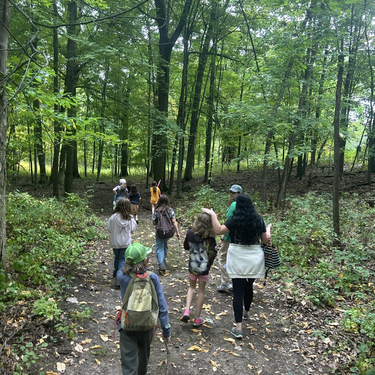 At Camp Skyline today, 4th graders also observed plants and animals in an unstructured setting, hiking through the woods to the highest point in Lapeer County!