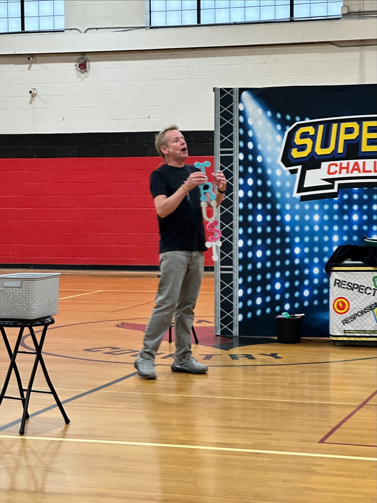 Super U! Challenge is a high-energy, game show-style assembly that teaches students important values like respect, kindness, and responsibility through fun, interactive challenges. Today, we were thrilled to welcome Chris to our school to lead the assembly and bring these powerful messages to life with music, props, and lots of student participation. It was a fun and memorable way to support our character education and anti-bullying efforts!