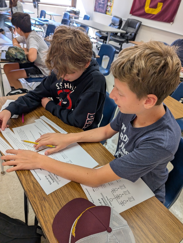 two 8th grade students working together on an assignment