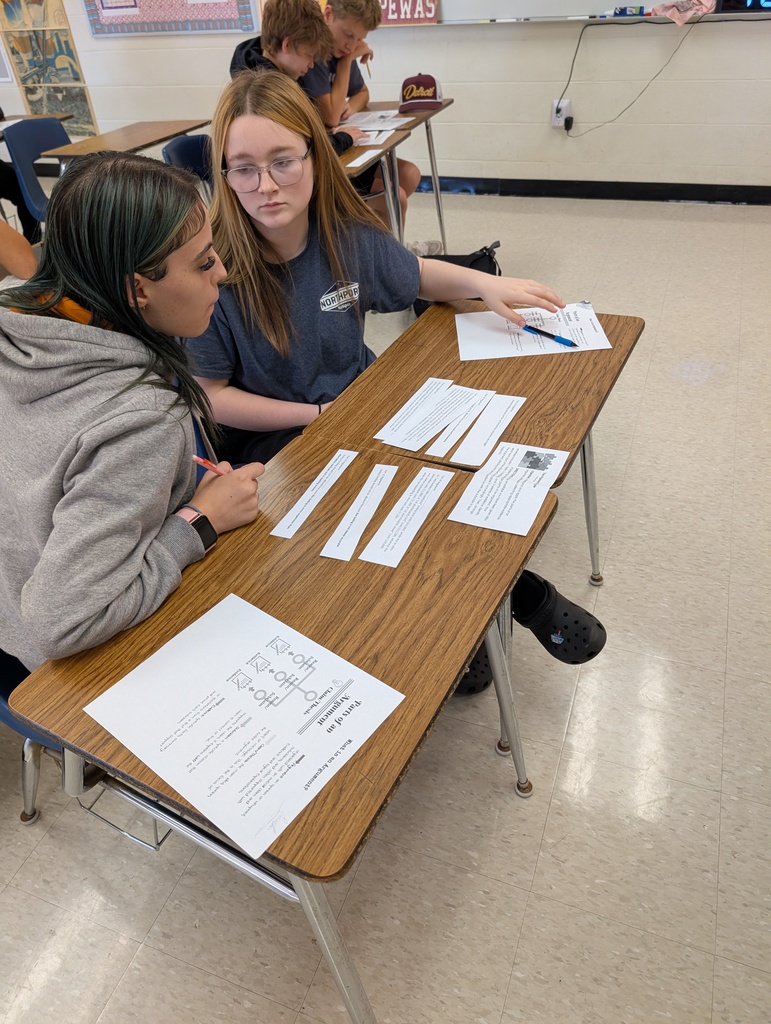 two 8th grade students working together on an assignment
