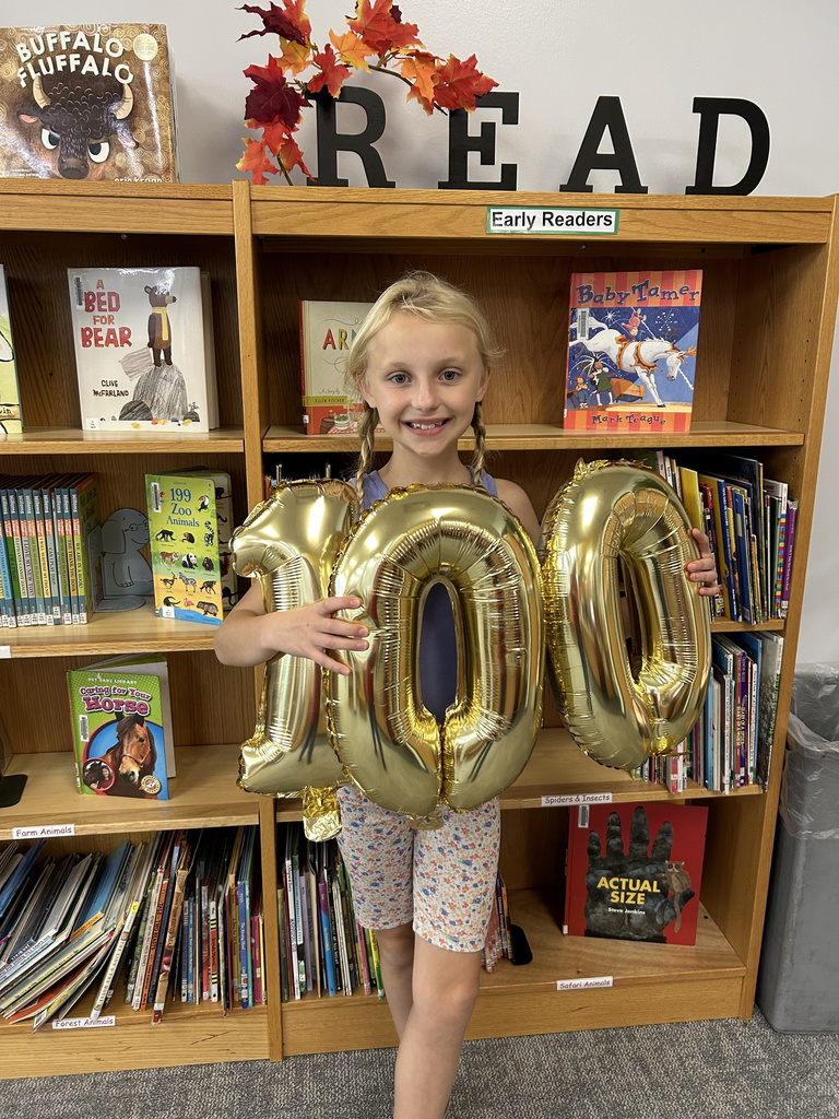 Lizzy hit the 100 level in the 500 Books Before Middle School Challenge.  #growingreaders #proudcardinal