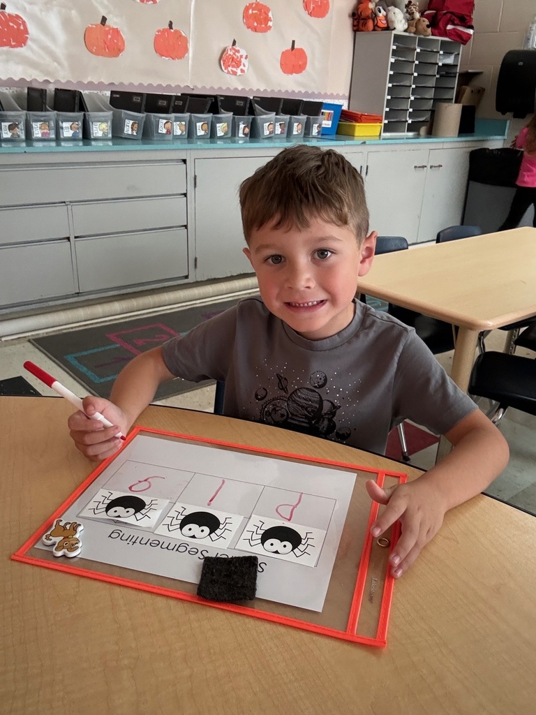 Students in Mrs.Russell's class are practicing writing cvc words with some fun spider segmenting!