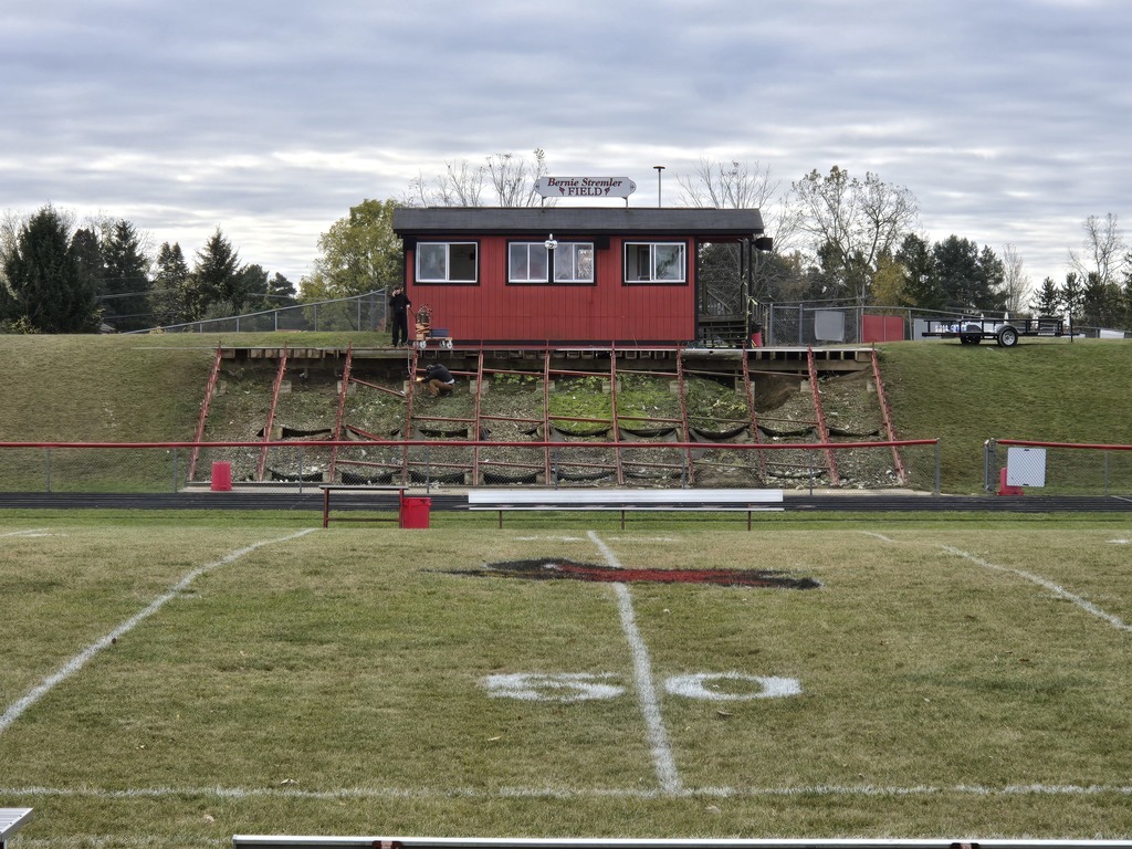 photo of removed bleachers