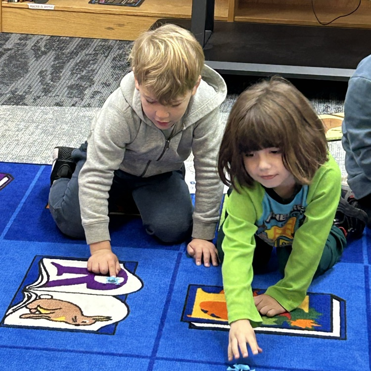 BK read “A Spoonful of Frogs” today and the tried to get their own jumping frogs into the bowl pond and raced their frogs to the finish line too. 🐸 growingreaders #proudcardinal