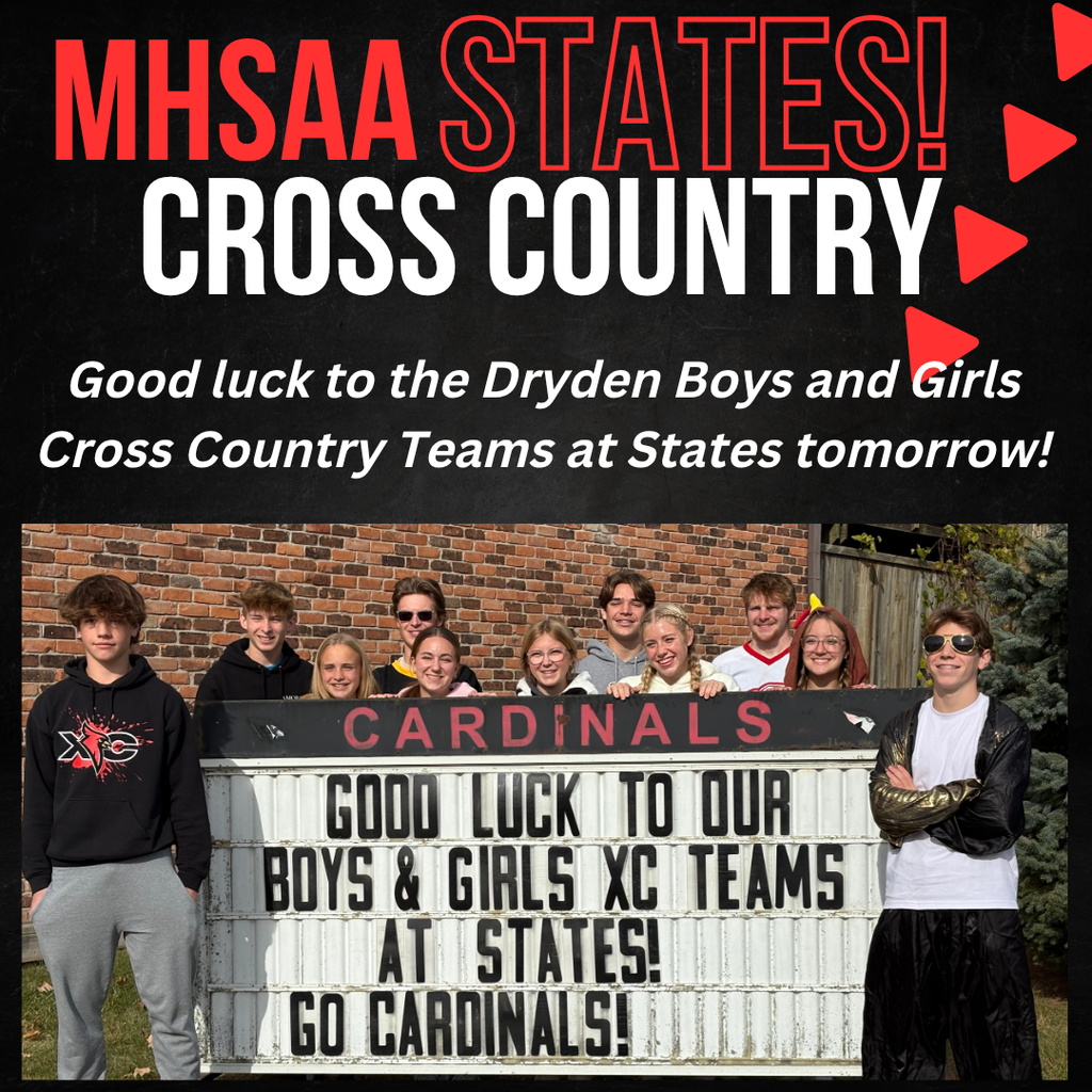 photo of cross country team standing near a good luck sign