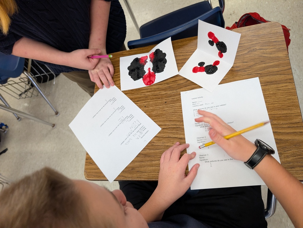 inkblot activity completed by middle school students