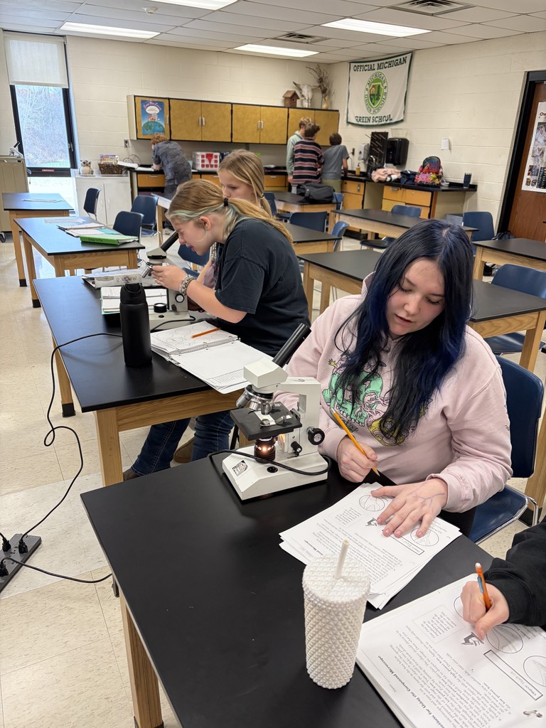 eighth grade students completing a science lab on microscopes