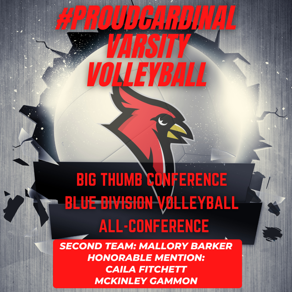 volleyball photo; cardinal logo