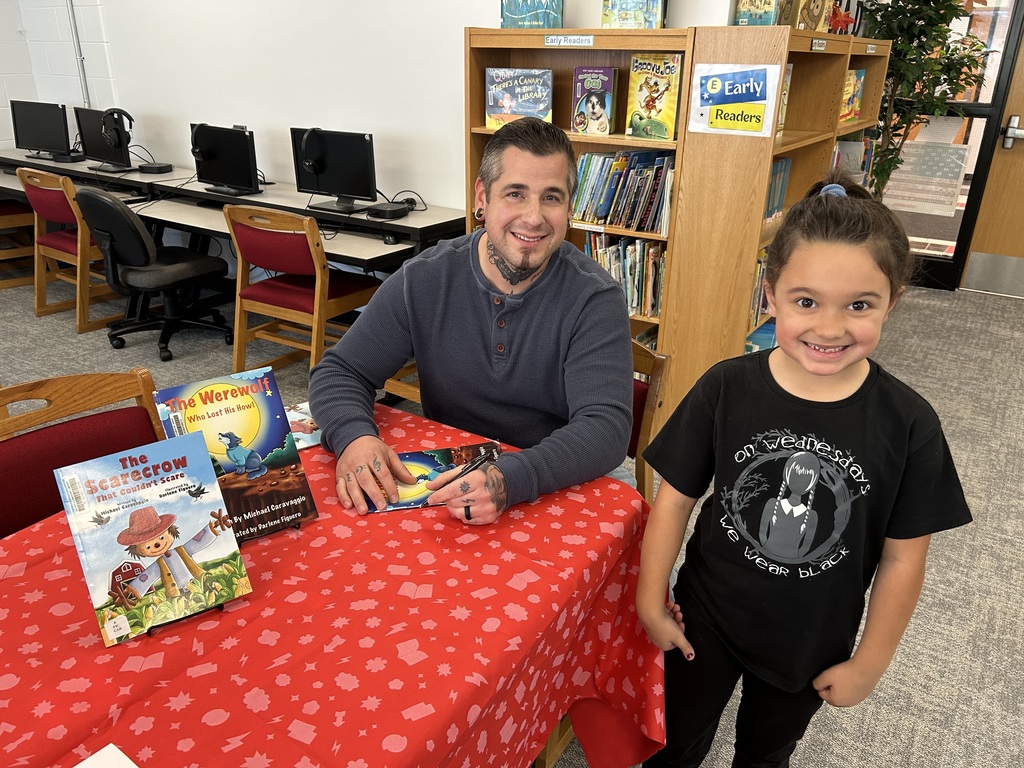 This week the Kindergarten classes met Michael Caravaggio, a published author and Dryden parent, as part of their "parts of a book" study. #growingreaders #proudcardinal