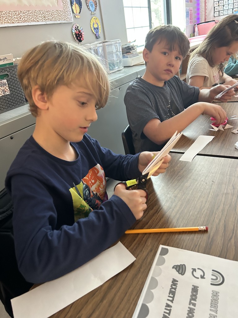 Third graders took some time today to reinforce their reading they did today about blizzards and snowflakes. They learned that not one snowflake is alike and then took some time to make some snowflakes of their own. These will be used as hallway decorations!