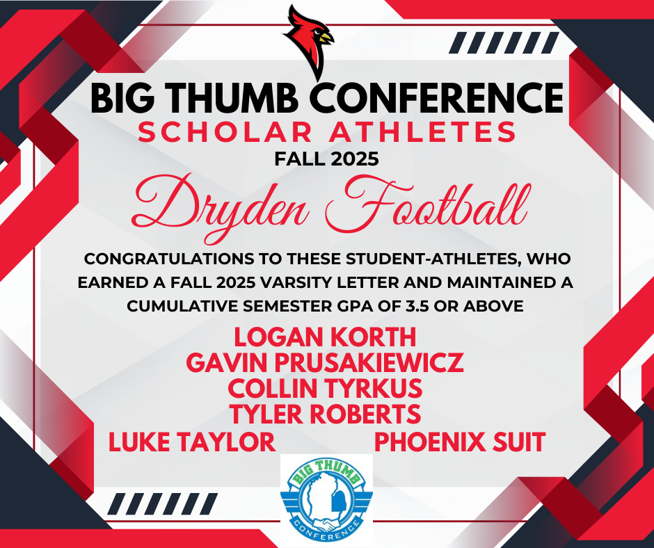 red and black design background; big thumb conference logo; cardinal logo