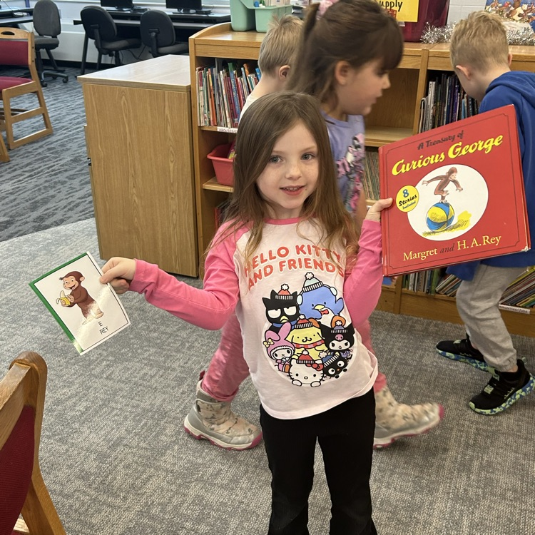 1st graders went on a scavenger hunt today to learn the shelf location of popular book characters. #growingreaders #proudcardinal