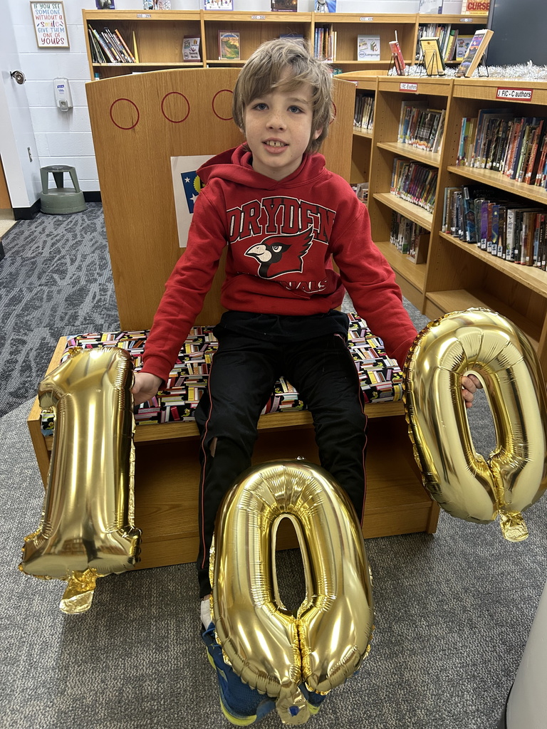 Working our way to 500 Books Before Middle School...and Kyle hit the 100 tier level which earned him a coin for the book vending machine.  #growingreaders #proudcardinal