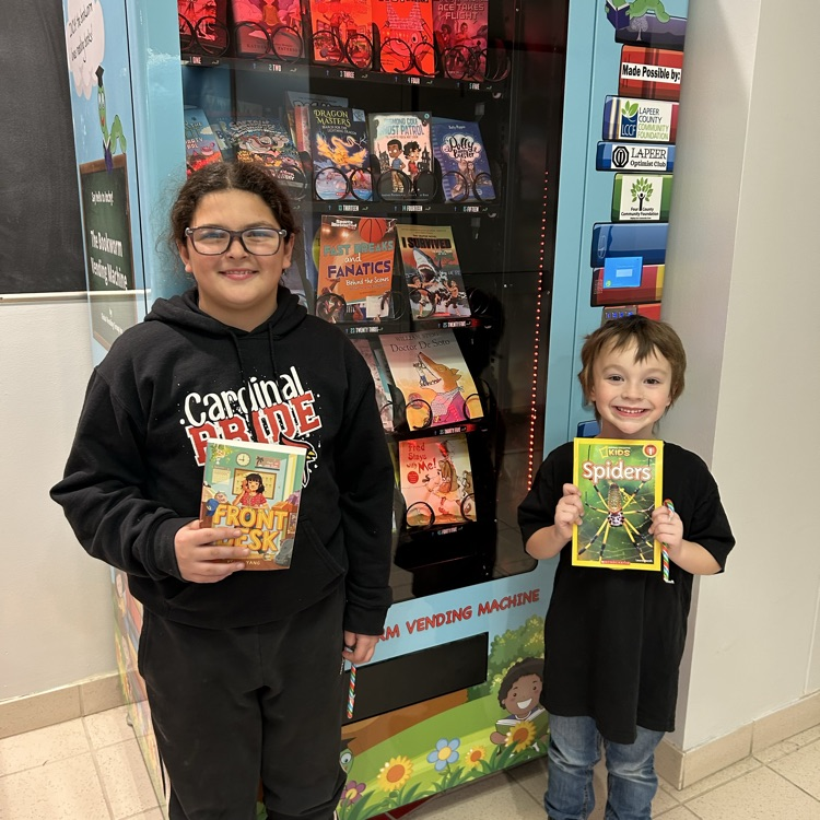 It’s a Cardinal Coin today to the book vending machine for following the Cardinal 3 (safety, respect, and responsibility). #proudcardinal