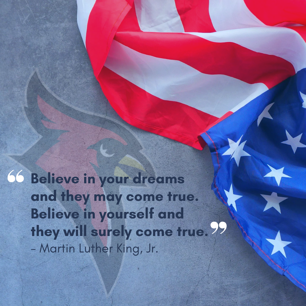 cardinal logo watermark; American flag