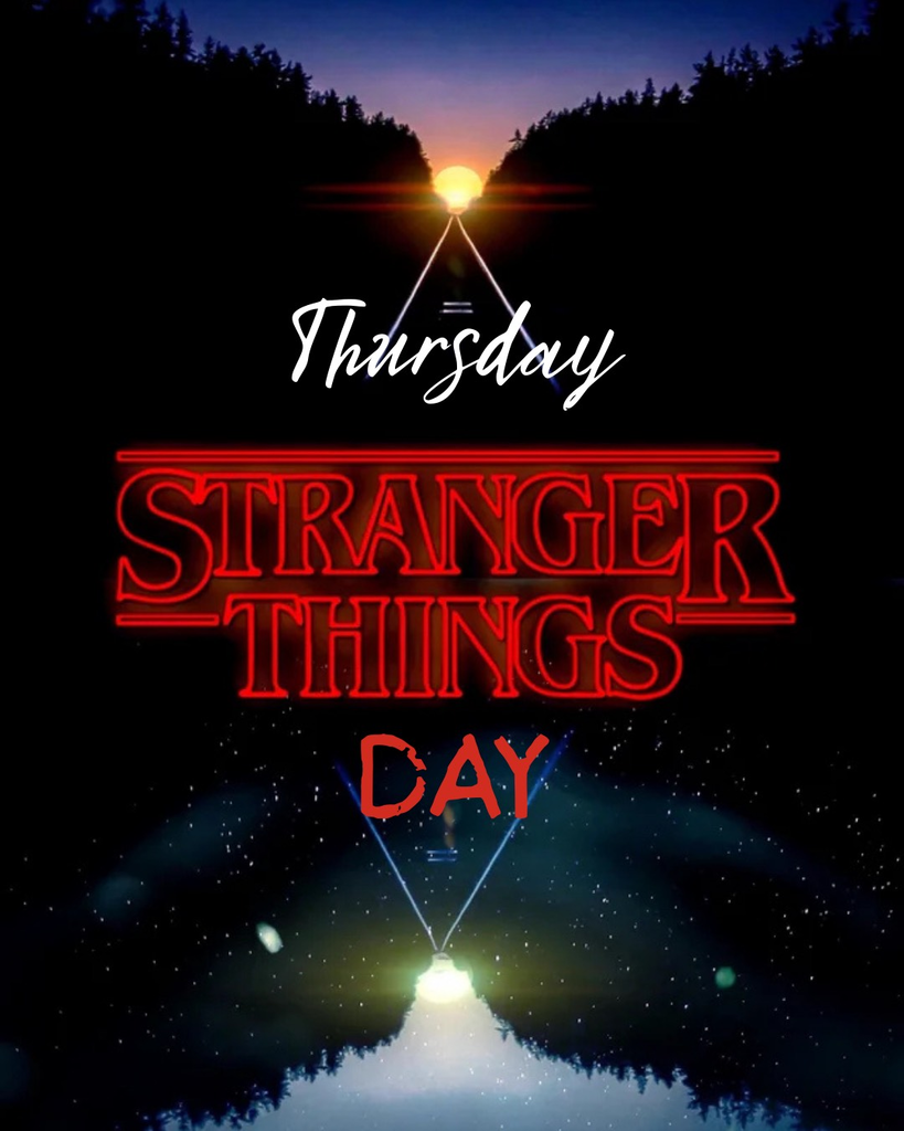 stranger things logo; nighttime background