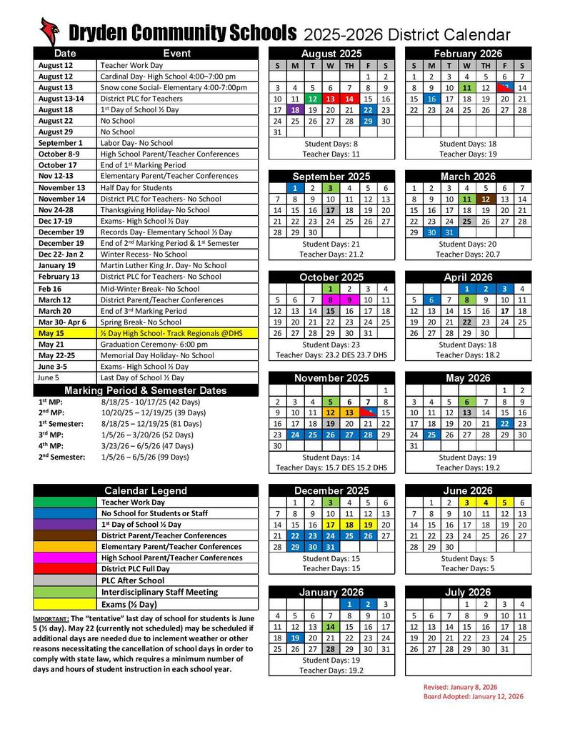 school year calendar