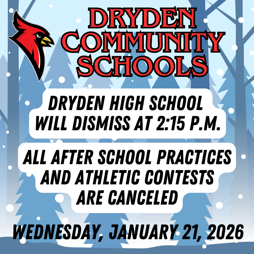 snow covered trees; cardinal logo