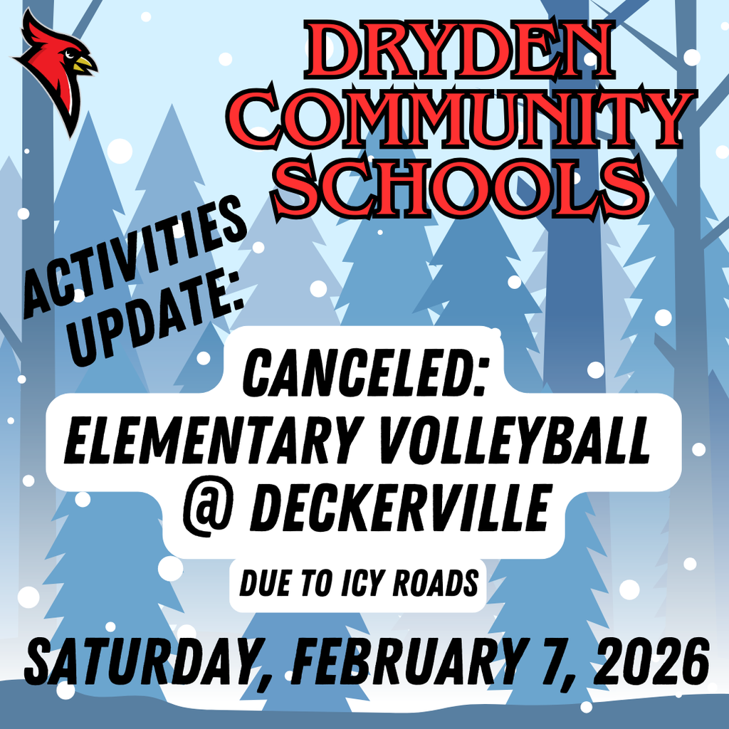 snow covered trees; cardinal logo