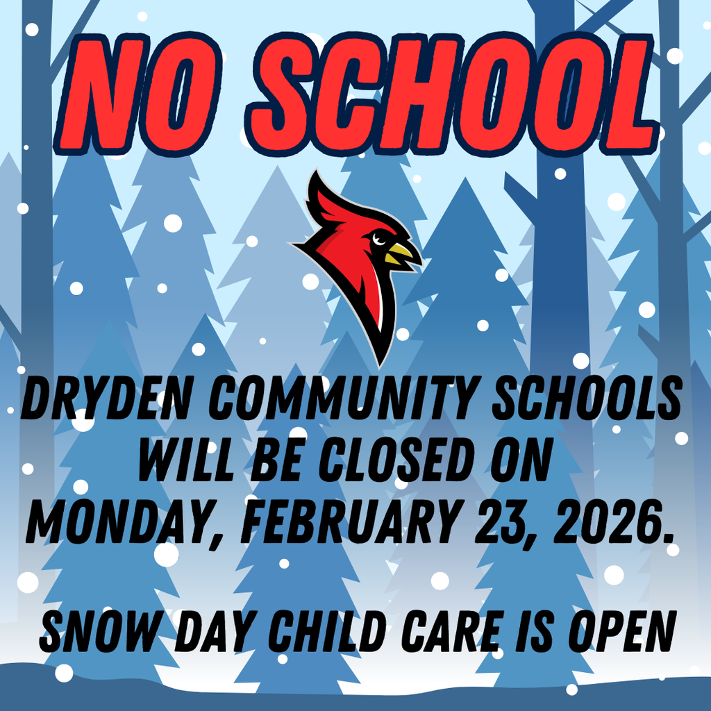 snow covered trees; cardinal logo