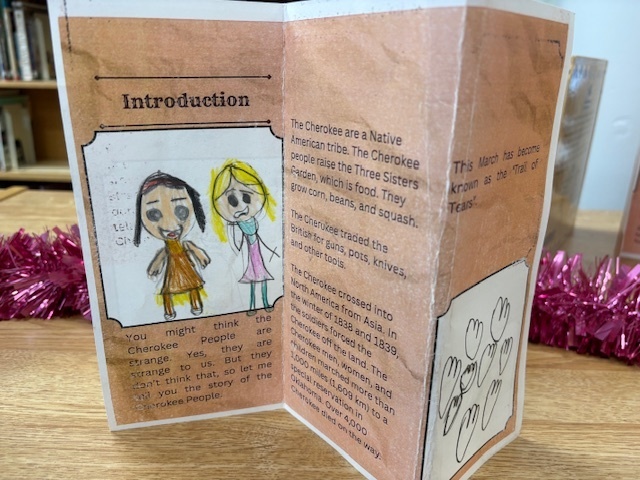 Mrs. Raymer’s 2nd graders are authors! After reading and studying about Native American tribes, each student created their own informational brochure. Their work can be found showcased in the school library.