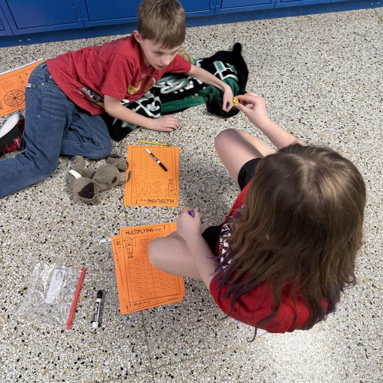 Math is more fun with friends! Mrs. Calvert’s and Mrs. Birkett’s classes joined together for some multiplication game fun. 