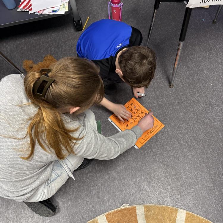 Math is more fun with friends! Mrs. Calvert’s and Mrs. Birkett’s classes joined together for some multiplication game fun. 