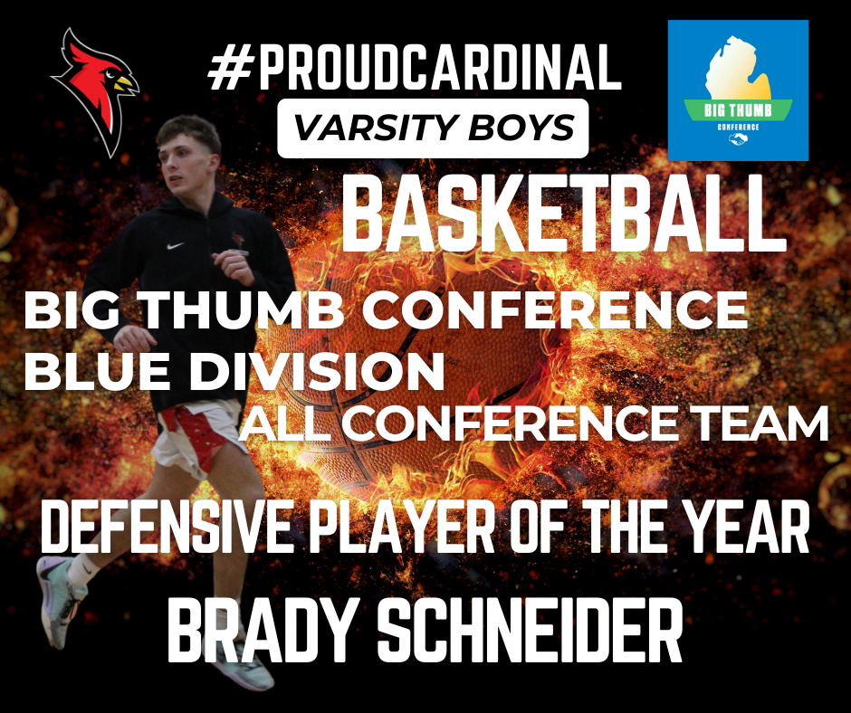 basketball on fire photo; cardinal logo; photo of male high school basketball player
