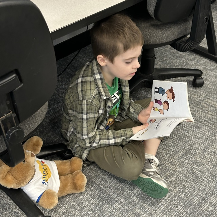 1st grade met their bear reading buddies today and talked through a picture walk or read to them. #growingreaders #proudcardinal