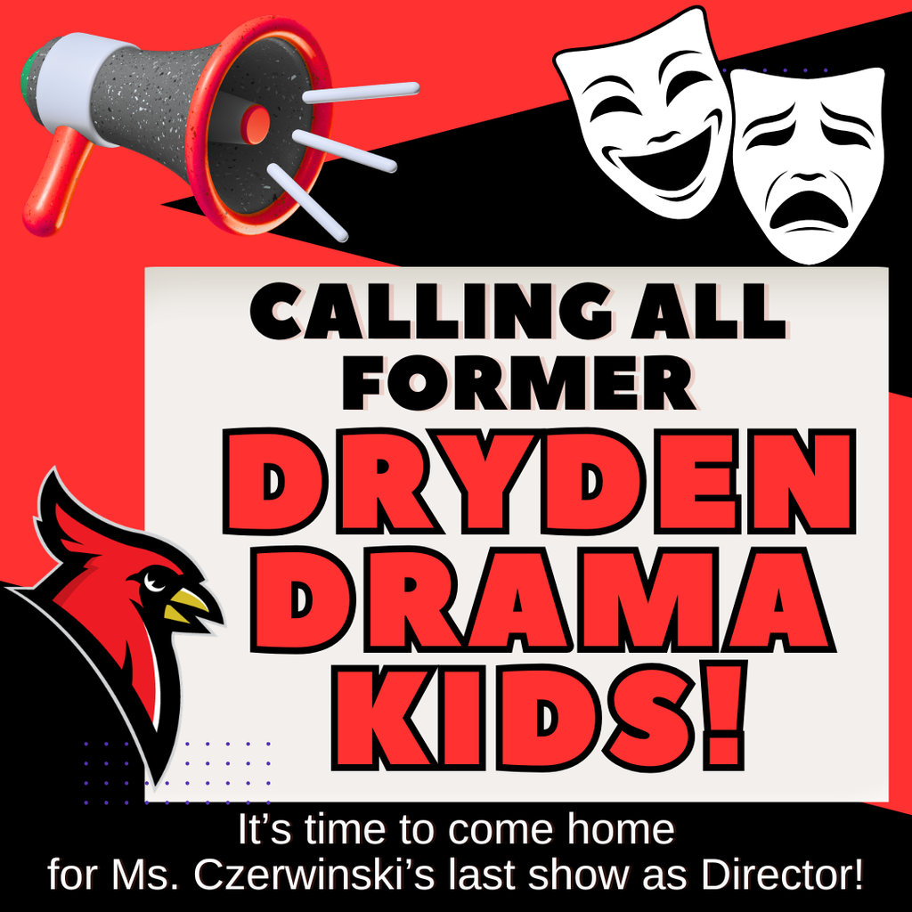 cardinal logo; drama masks; megaphone
