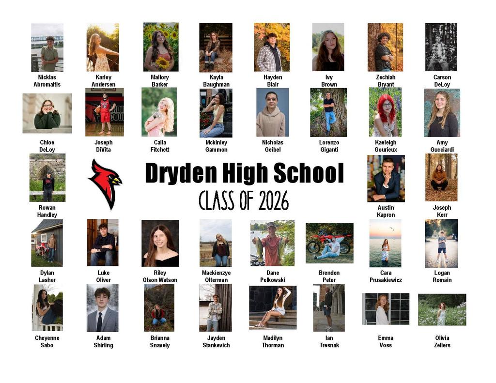 cardinal logo; composite photos of a high school graduating class