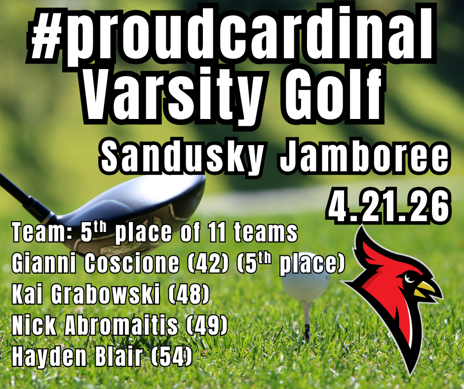 golf putter and ball; cardinal logo