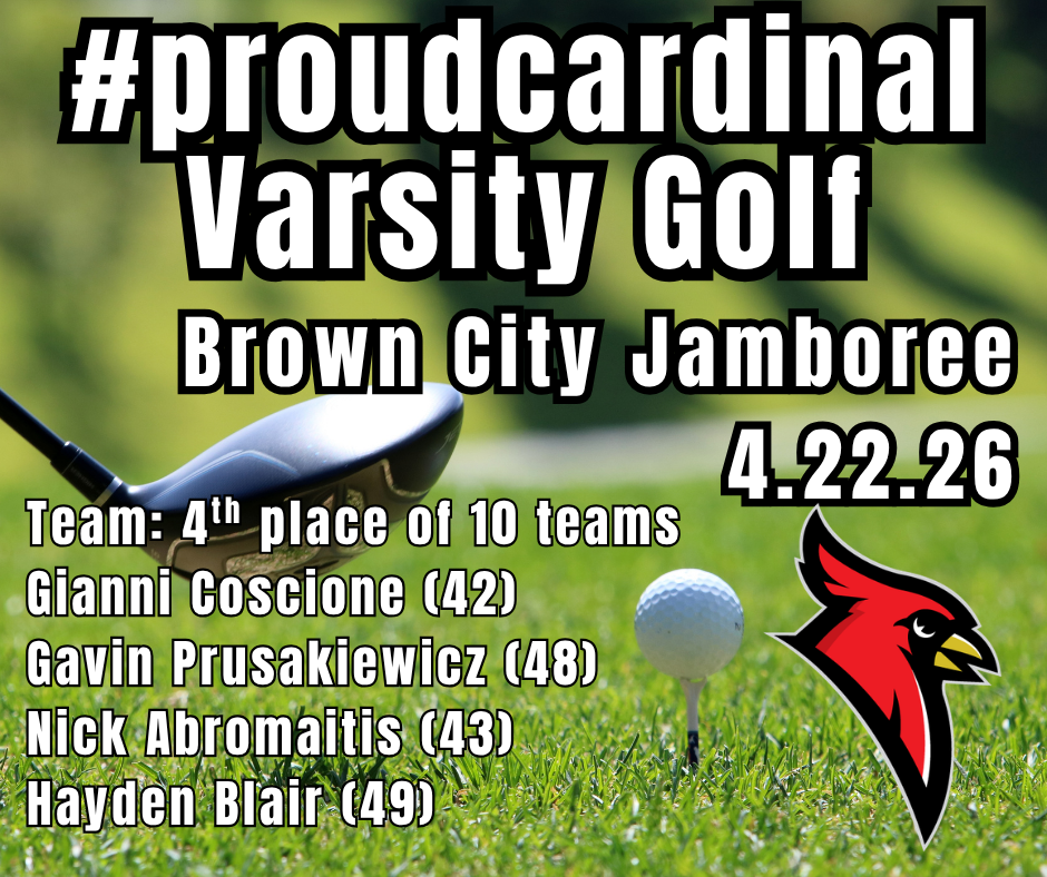 golf putter and ball; cardinal logo