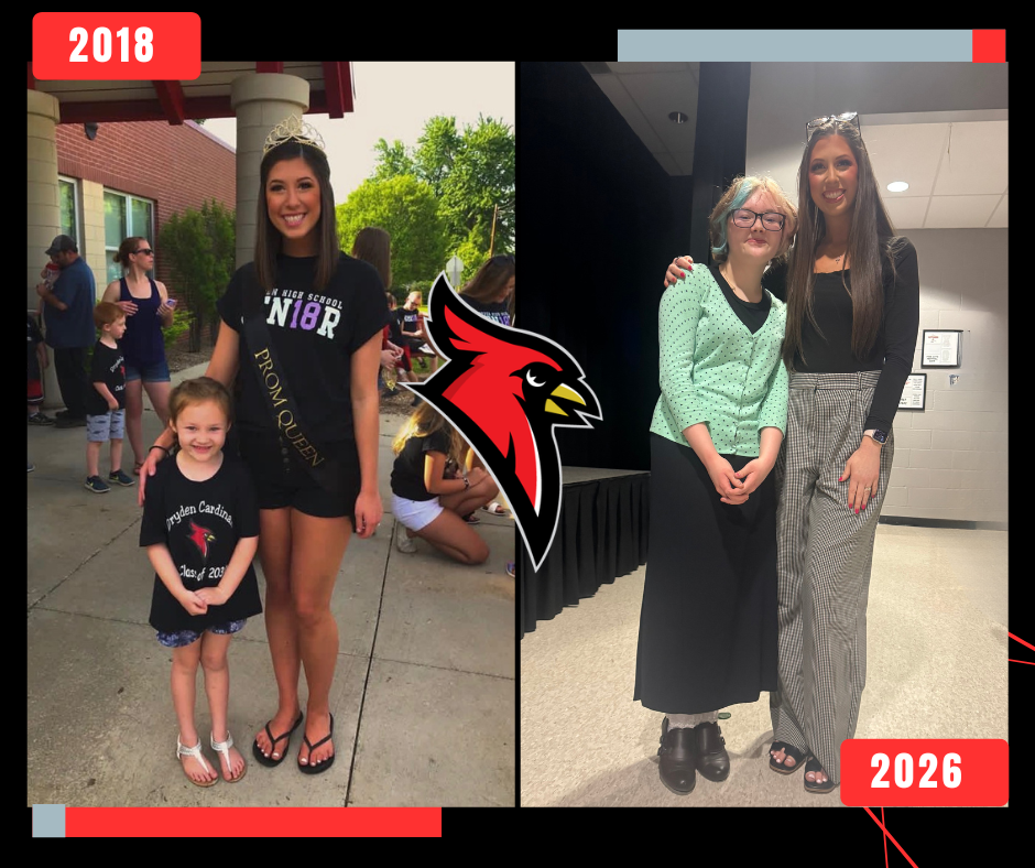 photos of two young women eight years apart