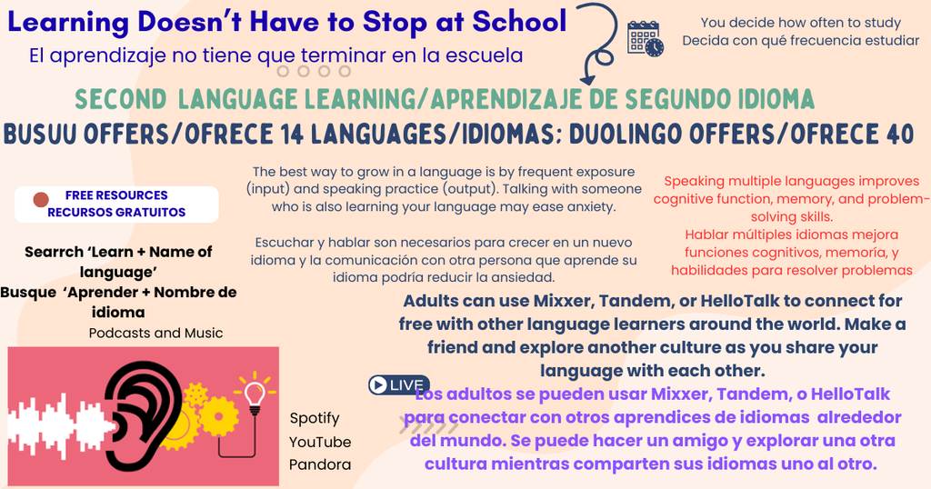 calendar icon; sound/ear logo