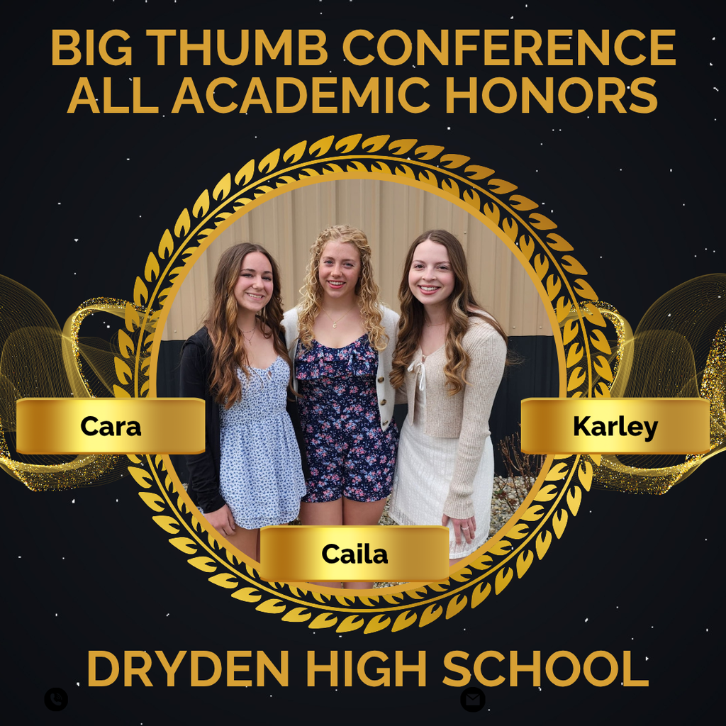 photo of three high school seniors; gold frame and accents