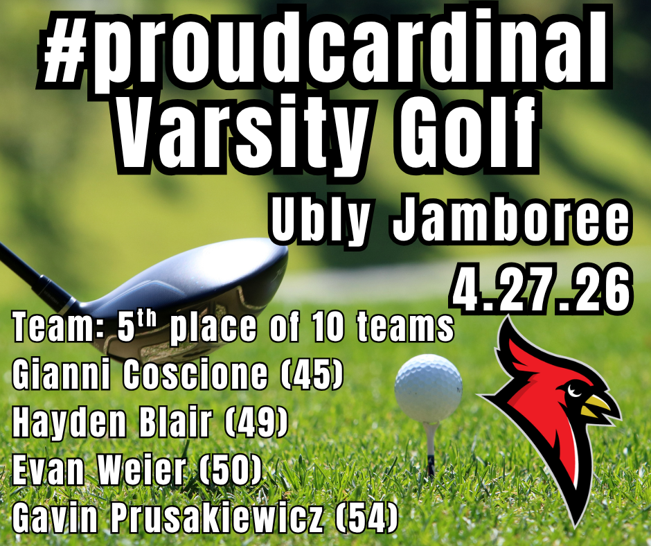 golf putter and ball; cardinal logo