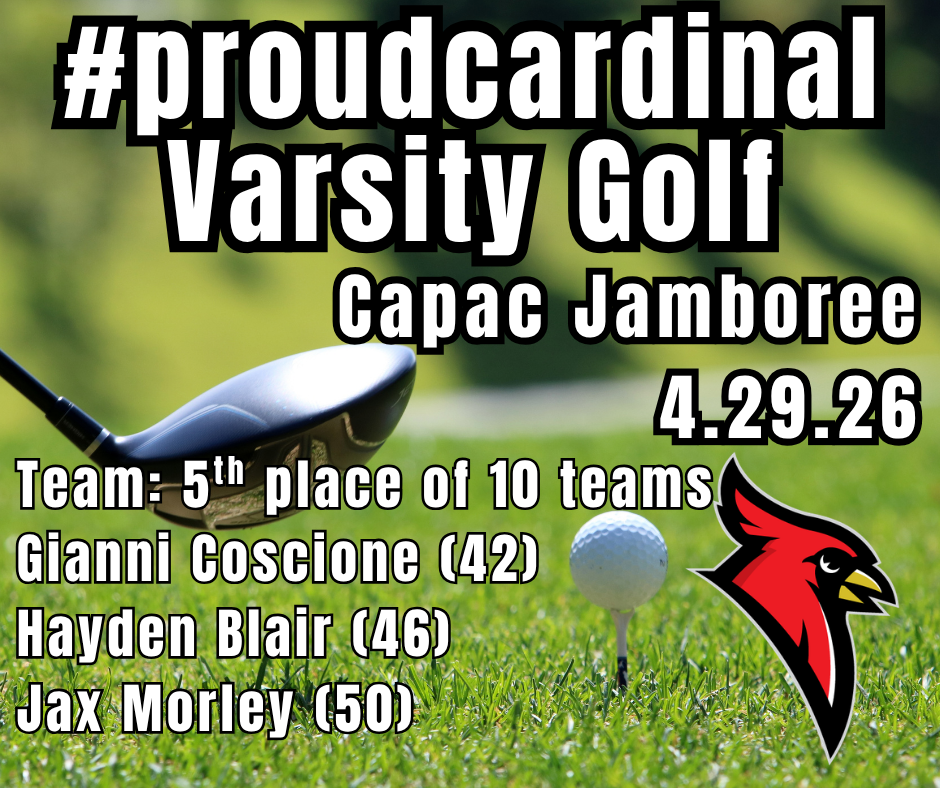 golf putter and ball; cardinal logo