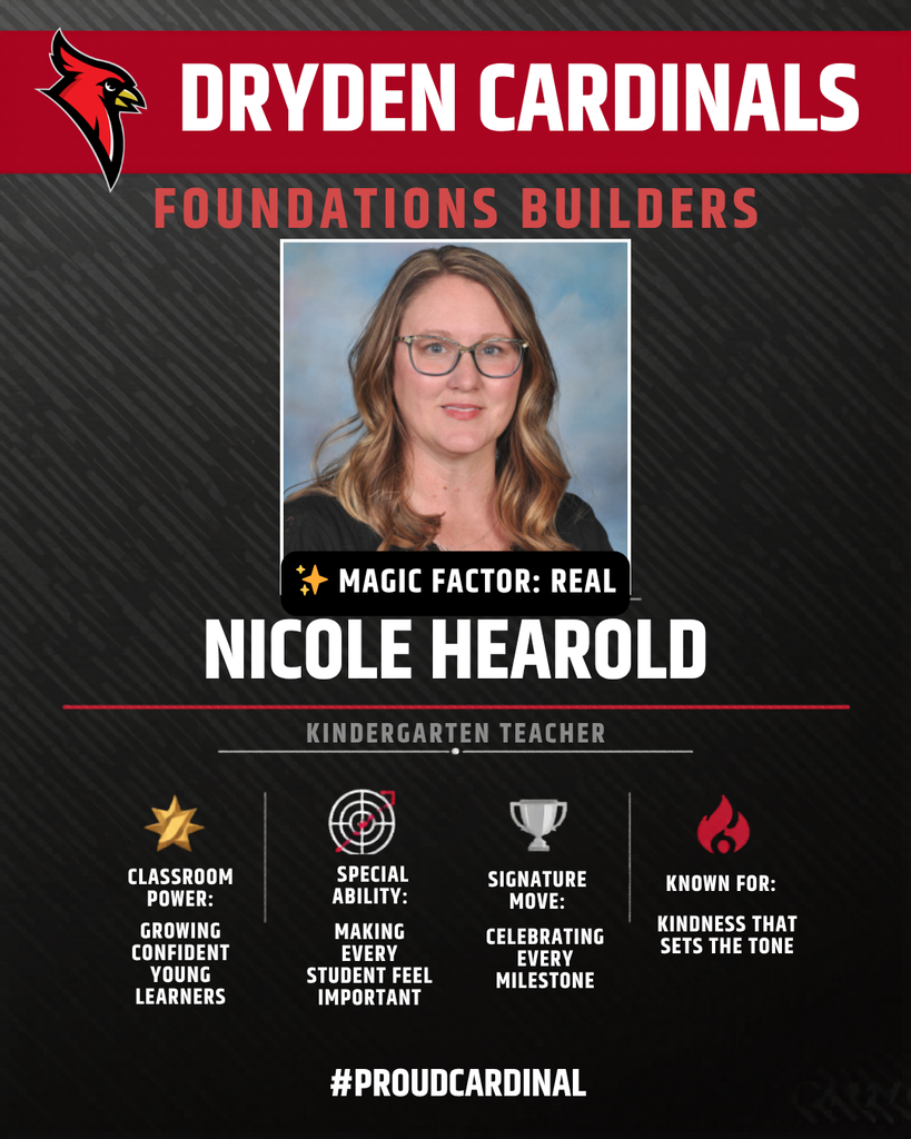 educator photo; cardinal logo; trading card icons