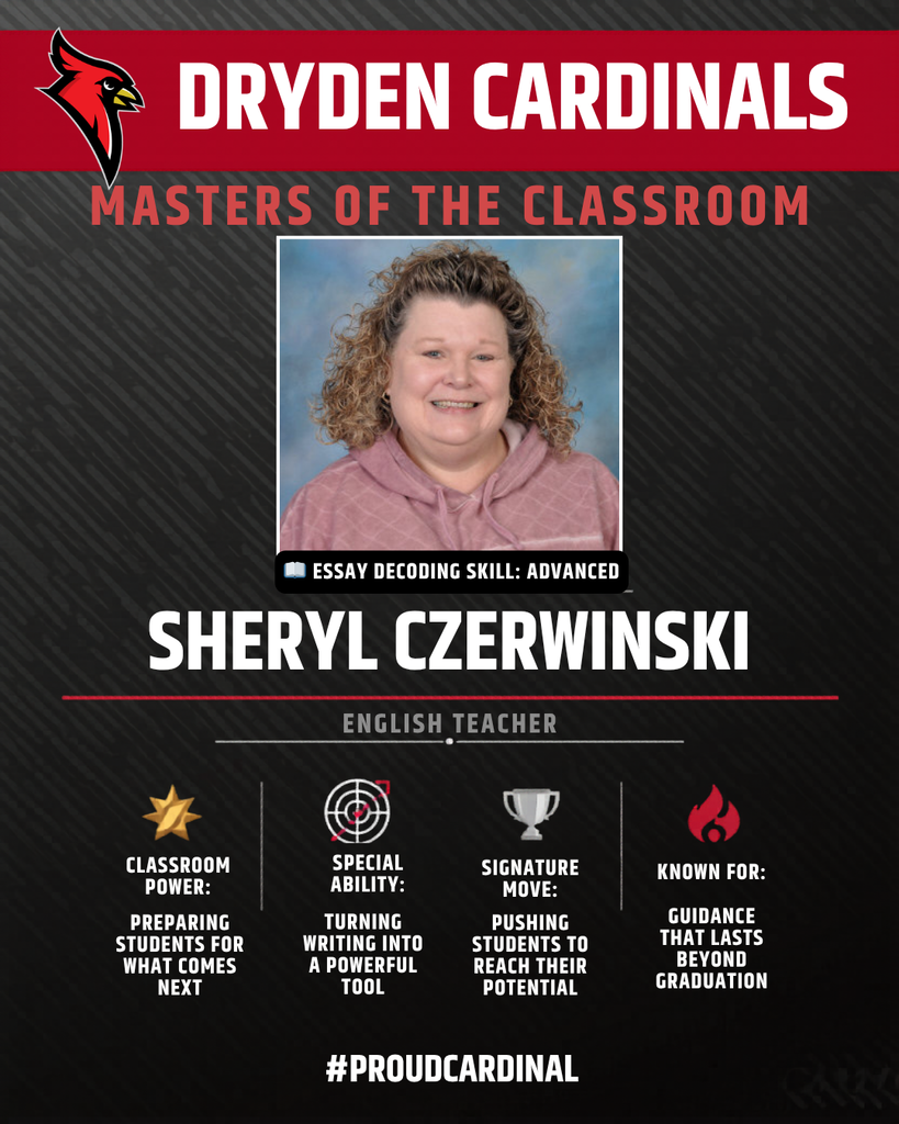 educator photo; cardinal logo; trading card icons