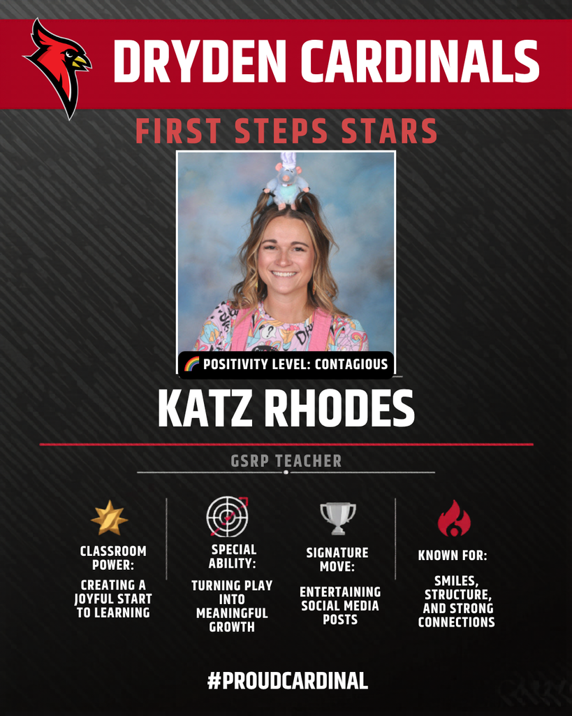 educator photo; cardinal logo; trading card icons