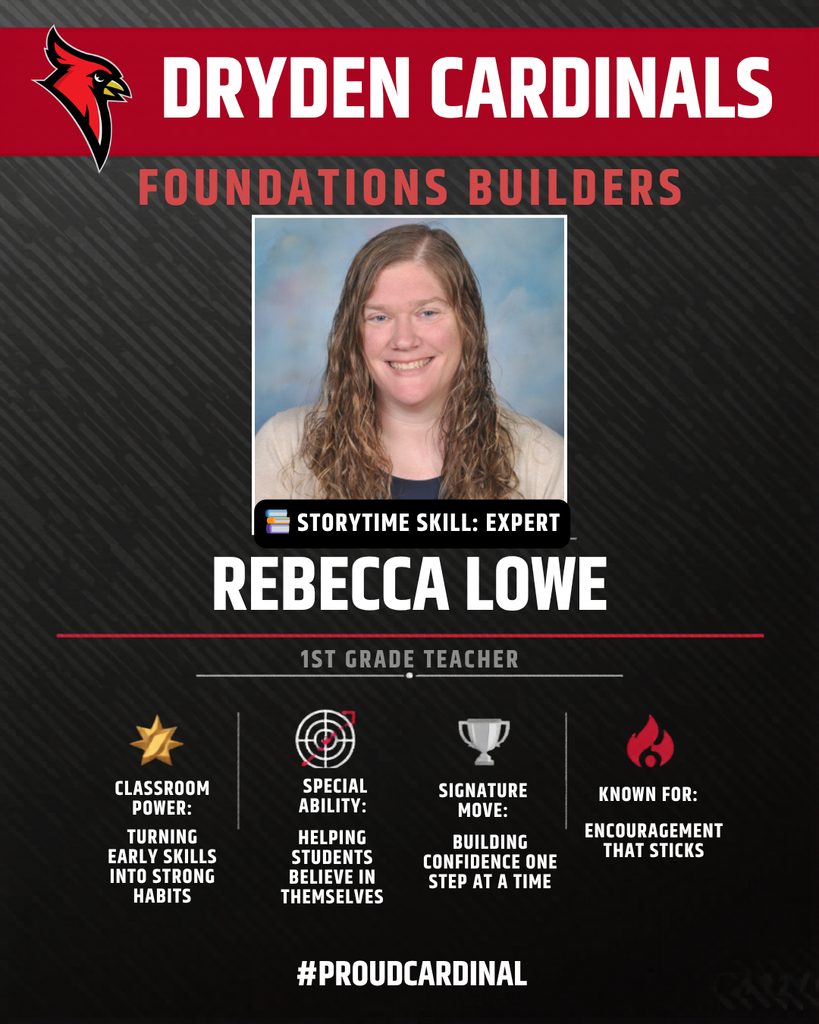 educator photo; cardinal logo; trading card icons