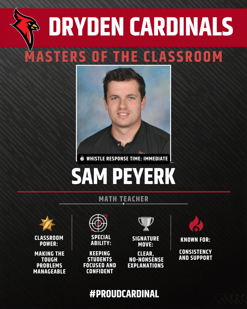 educator photo; cardinal logo; trading card icons
