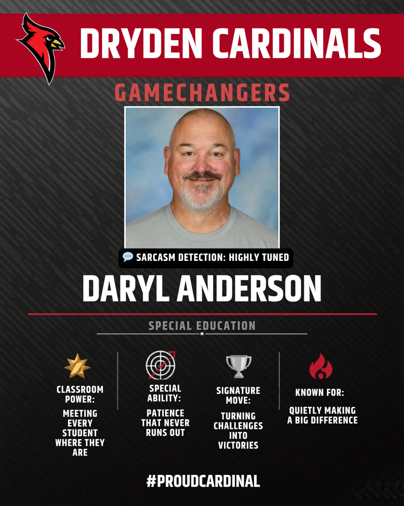 educator photo; cardinal logo; trading card icons