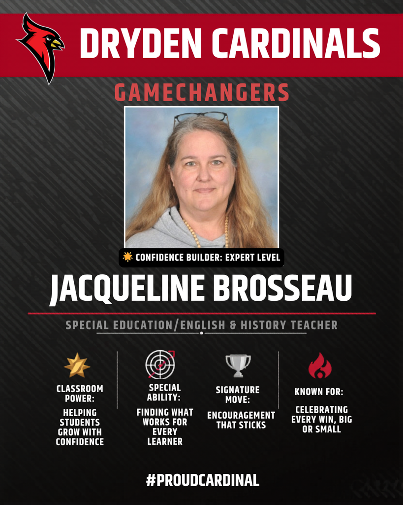 educator photo; cardinal logo; trading card icons