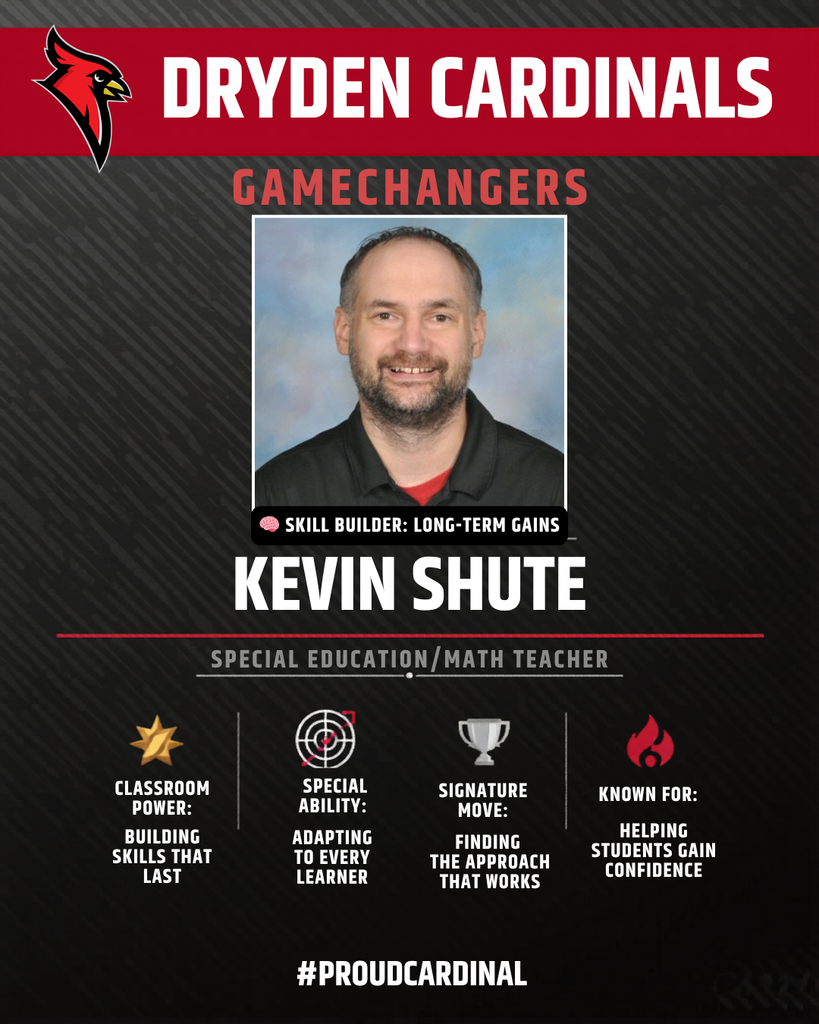 educator photo; cardinal logo; trading card icons