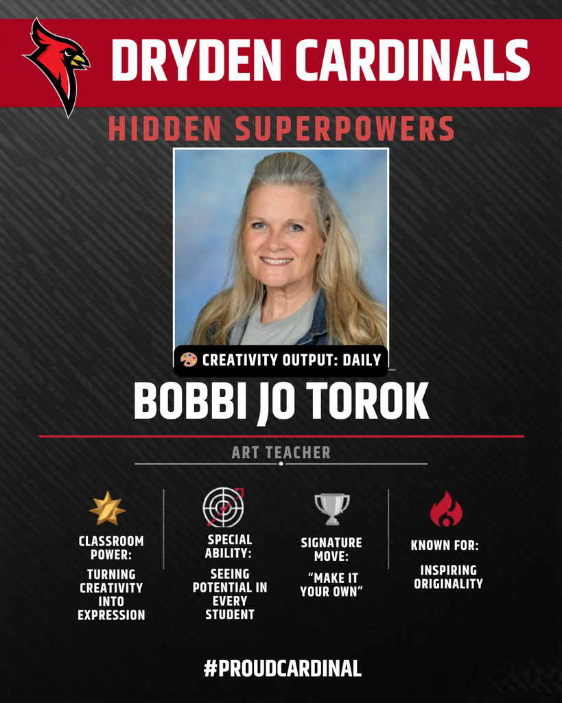 educator photo; cardinal logo; trading card icons