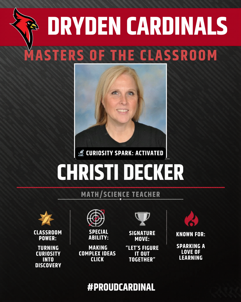 educator photo; cardinal logo; trading card icons